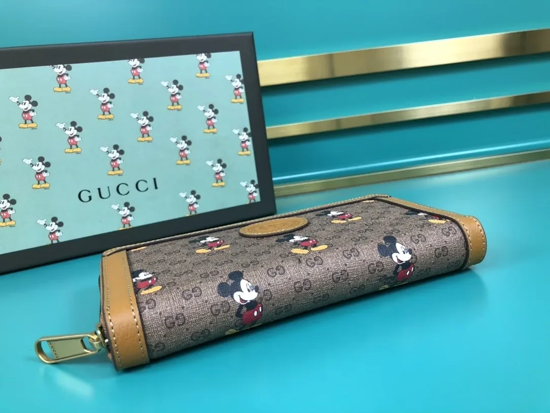 Gucci x Disney Mickey Light Brown Light Brown Zip Around Wallet