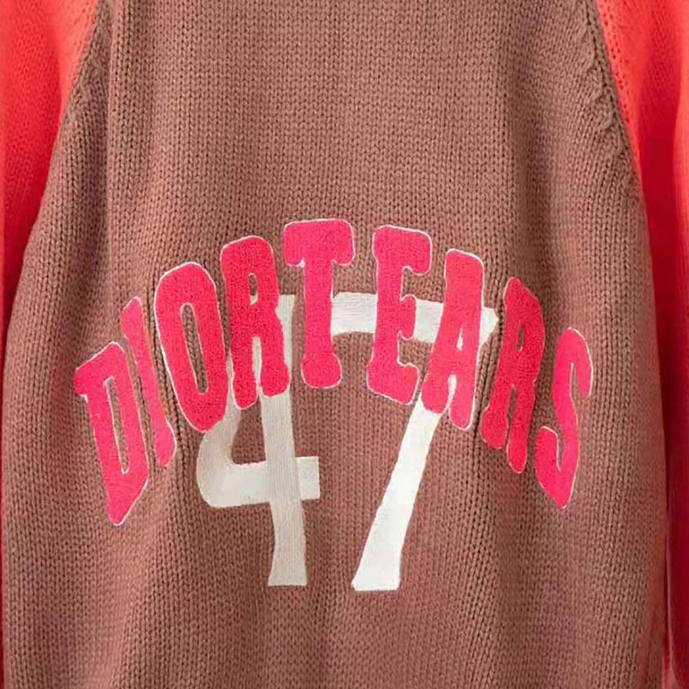 Dior Tears Zipped Blouson Brown and Red Wool and Cashmere Jersey for Men