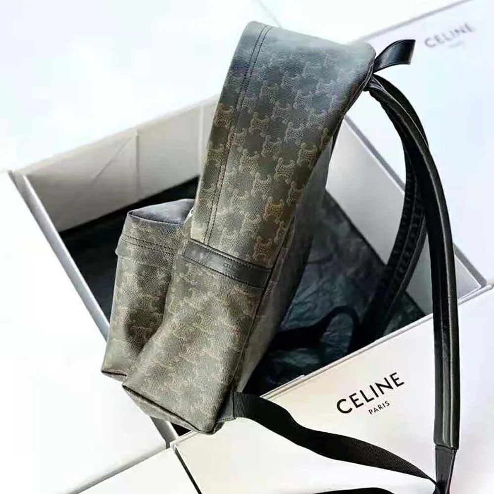 Celine Medium Backpack in Triomphe Canvas and Calfskin for Women Celine Medium Backpack in Triomphe Canvas and Calfskin for Women