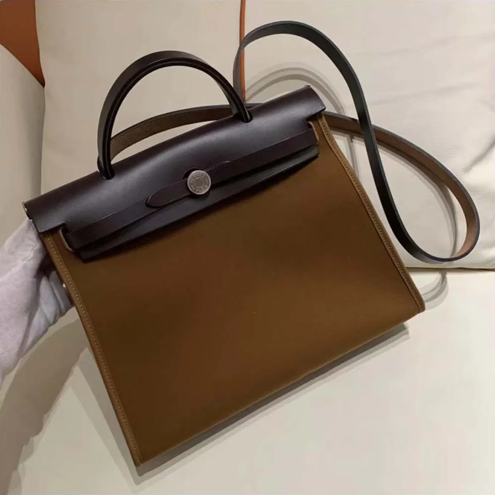 Hermes Herbag Zip 31 Bag for Women in Brown/Black Hermes Herbag Zip 31 Bag for Women in Brown/Black
