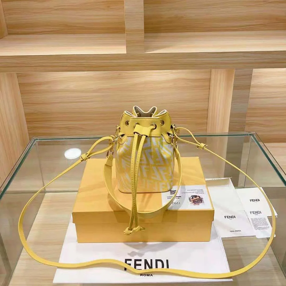 Fendi Mon Tresor Glazed Canvas Mini-Bag for Women in Yellow Fendi Mon Tresor Glazed Canvas Mini-Bag for Women in Yellow