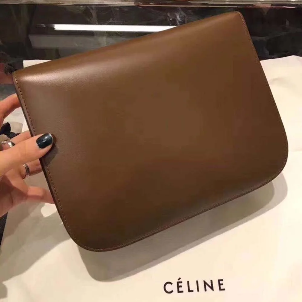 Celine Small Classic Bag in Box Calfskin Leather for Women in Brown