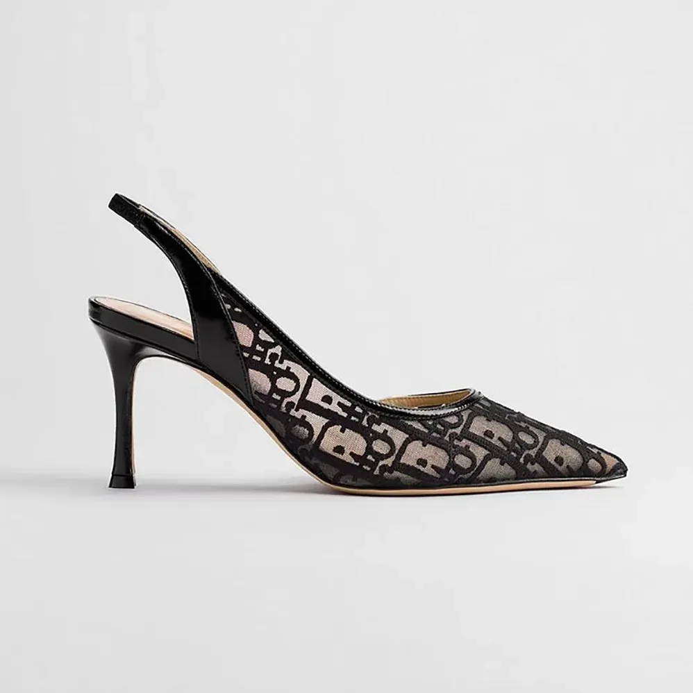 Dior Adiorable Slingback Pump Black Dior Oblique Embroidered Mesh for Women