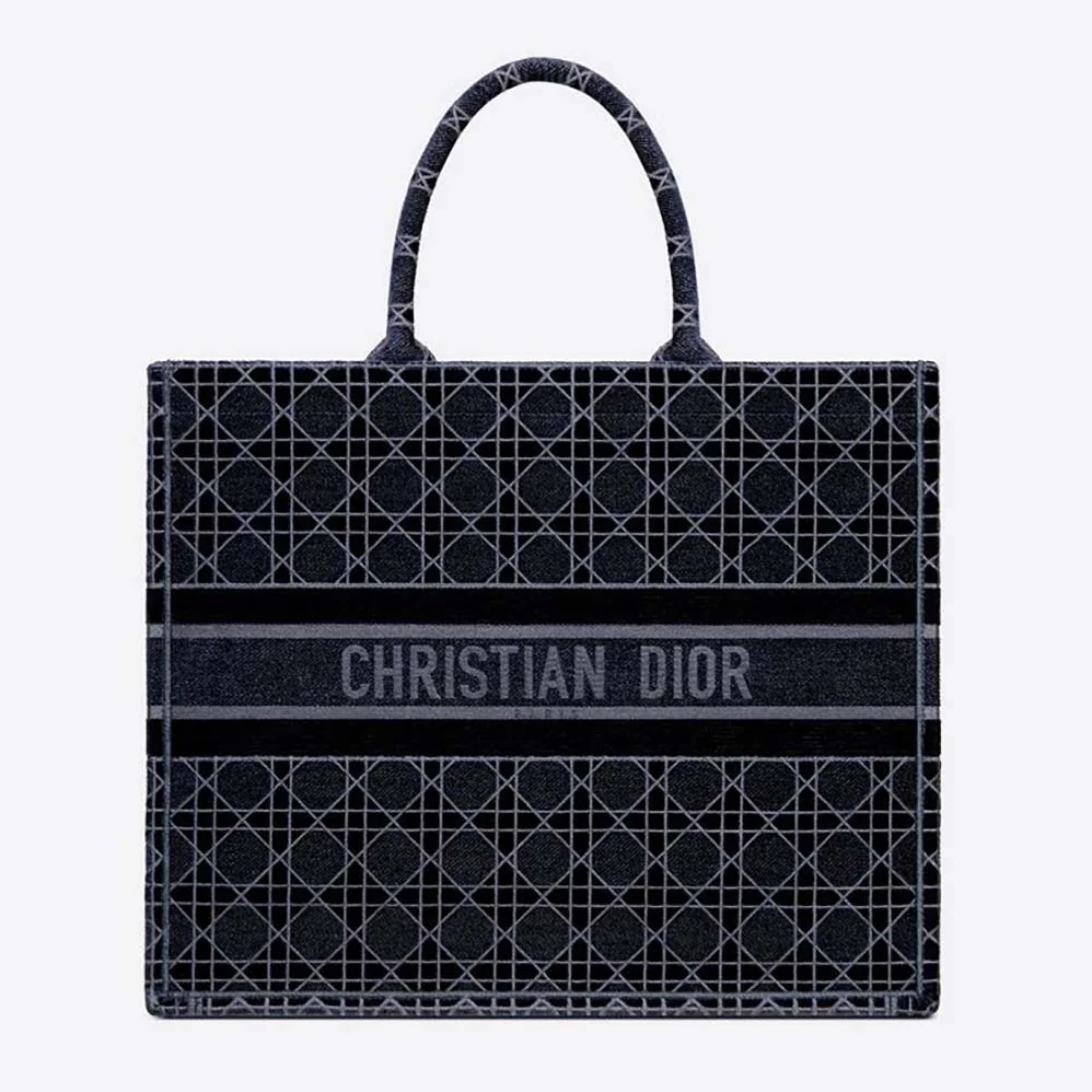 Dior Book Tote Blue Cannage Embroidered Velvet Dior Book Tote Blue Cannage Embroidered Velvet