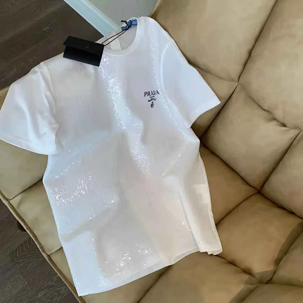 Prada Embroidered Cotton T-shirt for Women in White