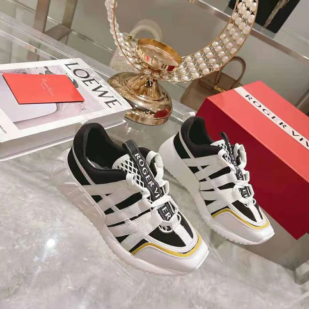 Roger Vivier Viv Go Lace Up Sneakers in Technical Fabrics for Women in Black