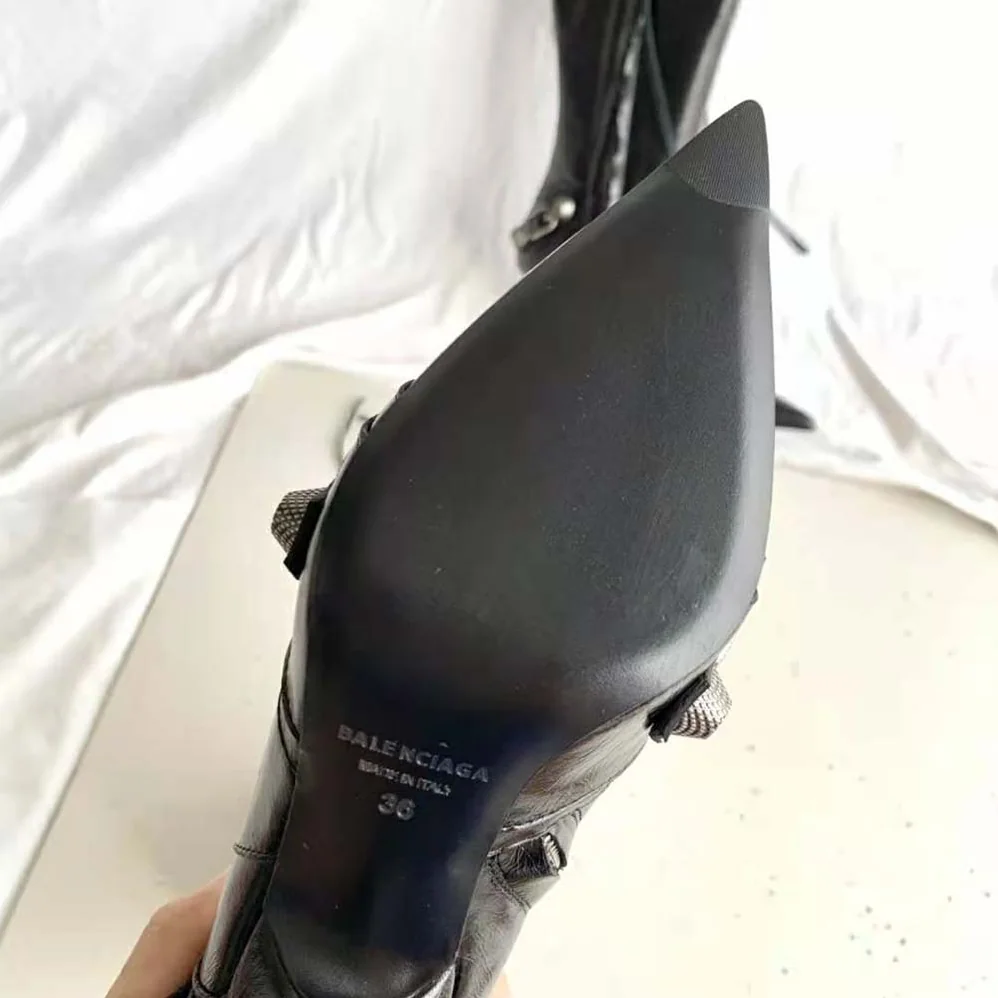 Balenciaga Cagole 90mm Boot in Black Arena Lambskin for Women