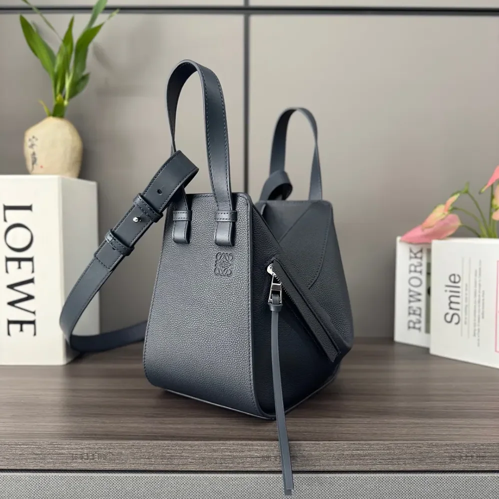 Loewe Compact Hammock Bag in Soft Grained Calfskin for Unisex in Deep Navy