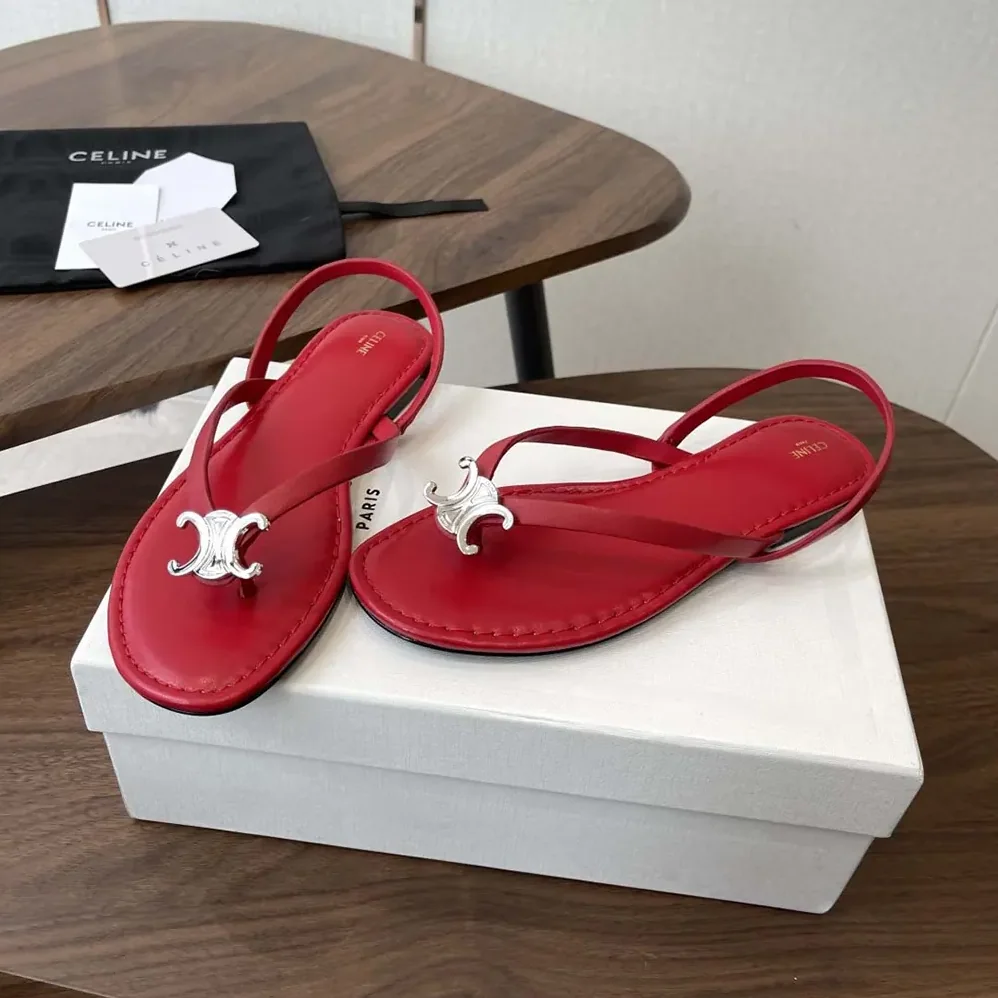 Celine Biki Sandal in Calfskin for Women in Red Celine Biki Sandal in Calfskin for Women in Red