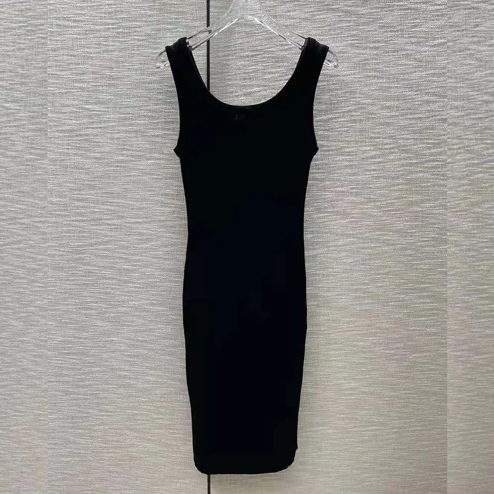 Miu Miu Viscose Dress with Intarsia Logo for Women in Black Miu Miu Viscose Dress with Intarsia Logo for Women in Black