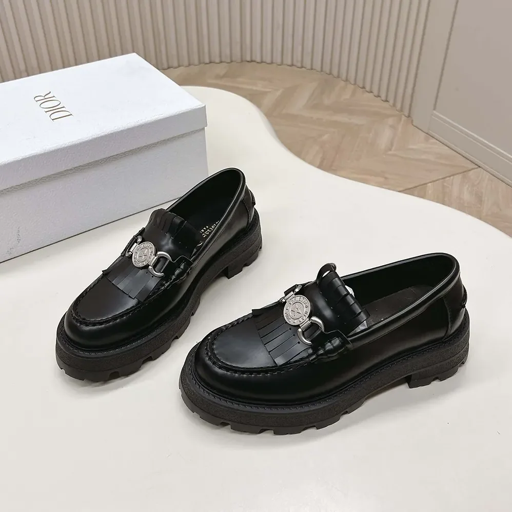 Dior Emblem Loafer Black Brushed Calfskin for Women Dior Emblem Loafer Black Brushed Calfskin for Women