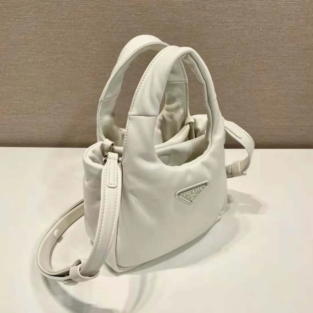 Prada Small Padded Prada Soft Nappa-Leather Bag for Women in White Prada Small Padded Prada Soft Nappa-Leather Bag for Women in White
