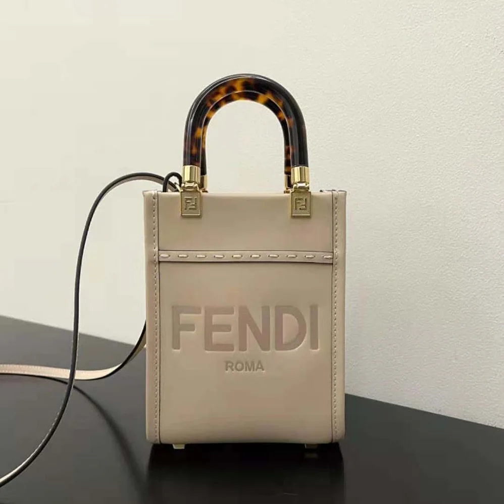 Fendi Mini Sunshine Shopper Dove-gray Leather Mini for Women in bag Fendi Mini Sunshine Shopper Dove-gray Leather Mini for Women in bag