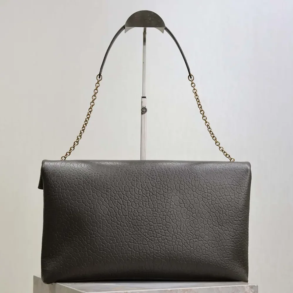 Saint Laurent YSL Cassandre XXL Envelope Pouch On Chain In Lambskin 35cm for Women