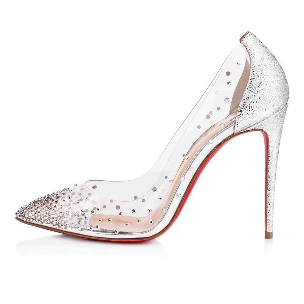 Christian Louboutin Shoes Degrastrass Pvc 100mm Heel for Women in Silver Christian Louboutin Shoes Degrastrass Pvc 100mm Heel for Women in Silver