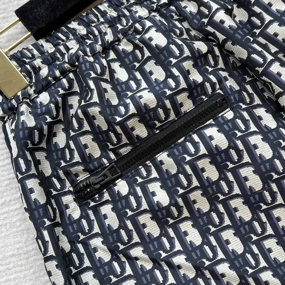 Dior Flared Pants Blue and Ecru Technical Taffeta Jacquard with Dior Oblique Motif for Women