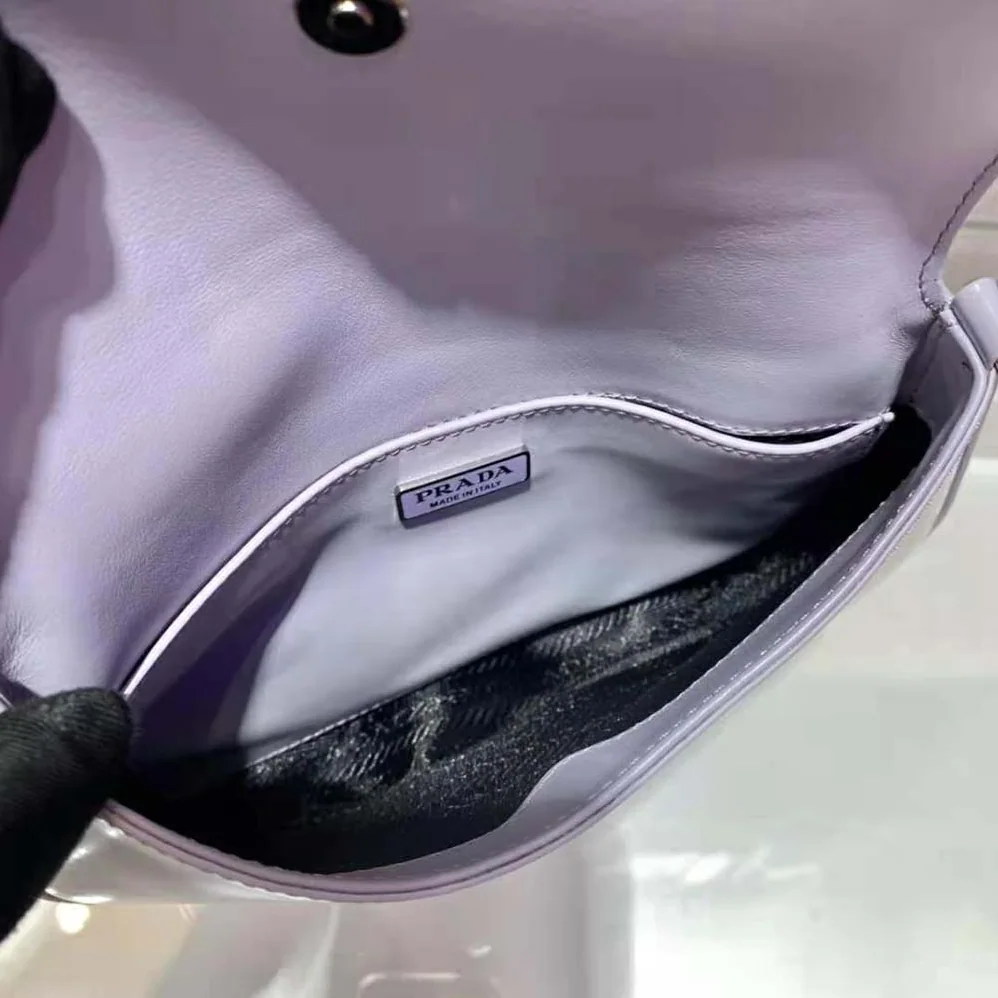 Prada Cleo Brushed Leather Shoulder Bag with Flap for Women in Purple Prada Cleo Brushed Leather Shoulder Bag with Flap for Women in Purple