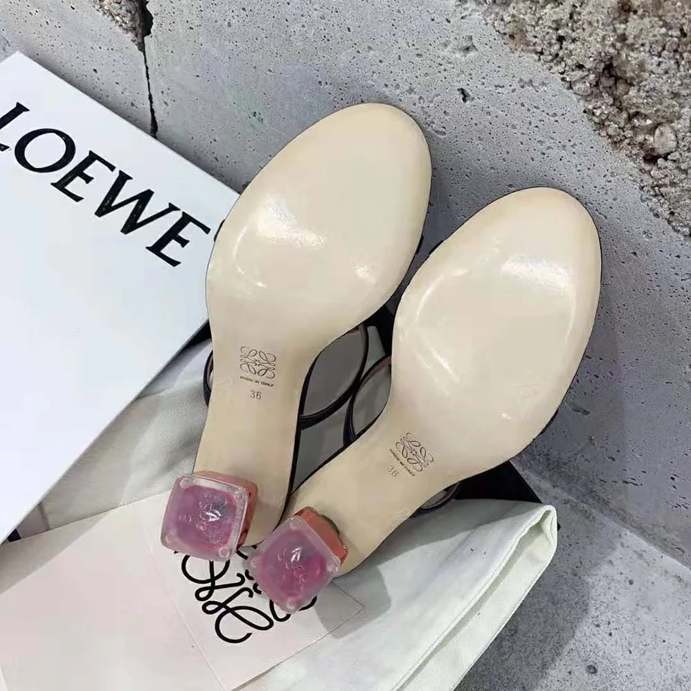 Loewe Nail Polish Sandal in Goatskin for Women in Black Loewe Nail Polish Sandal in Goatskin for Women in Black