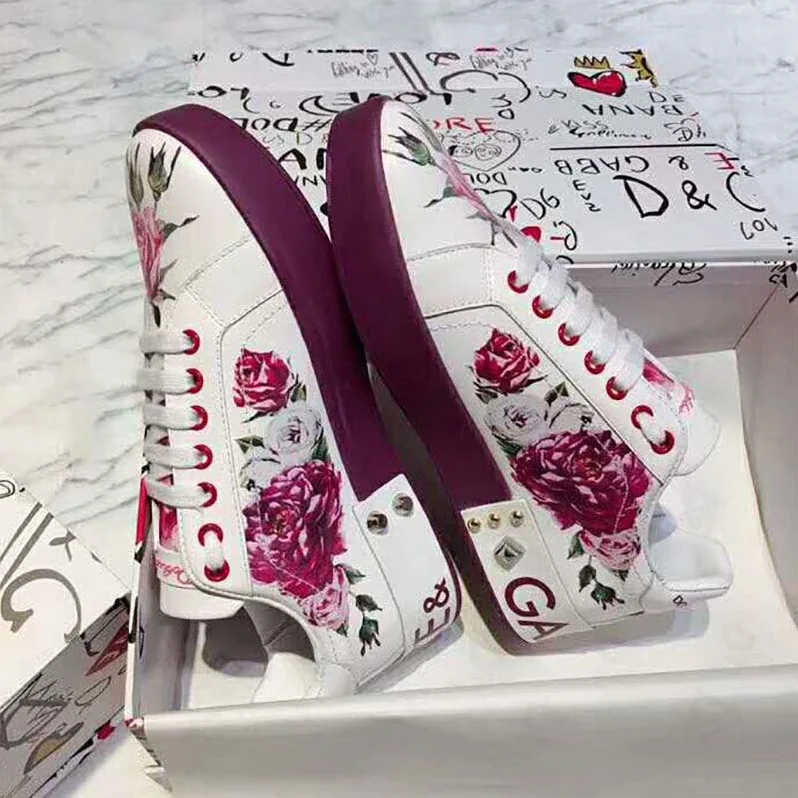 Dolce Gabbana D&G Shoes Zapatillas Pportofino De Becerro Estampado Con Aplicaciones for Women