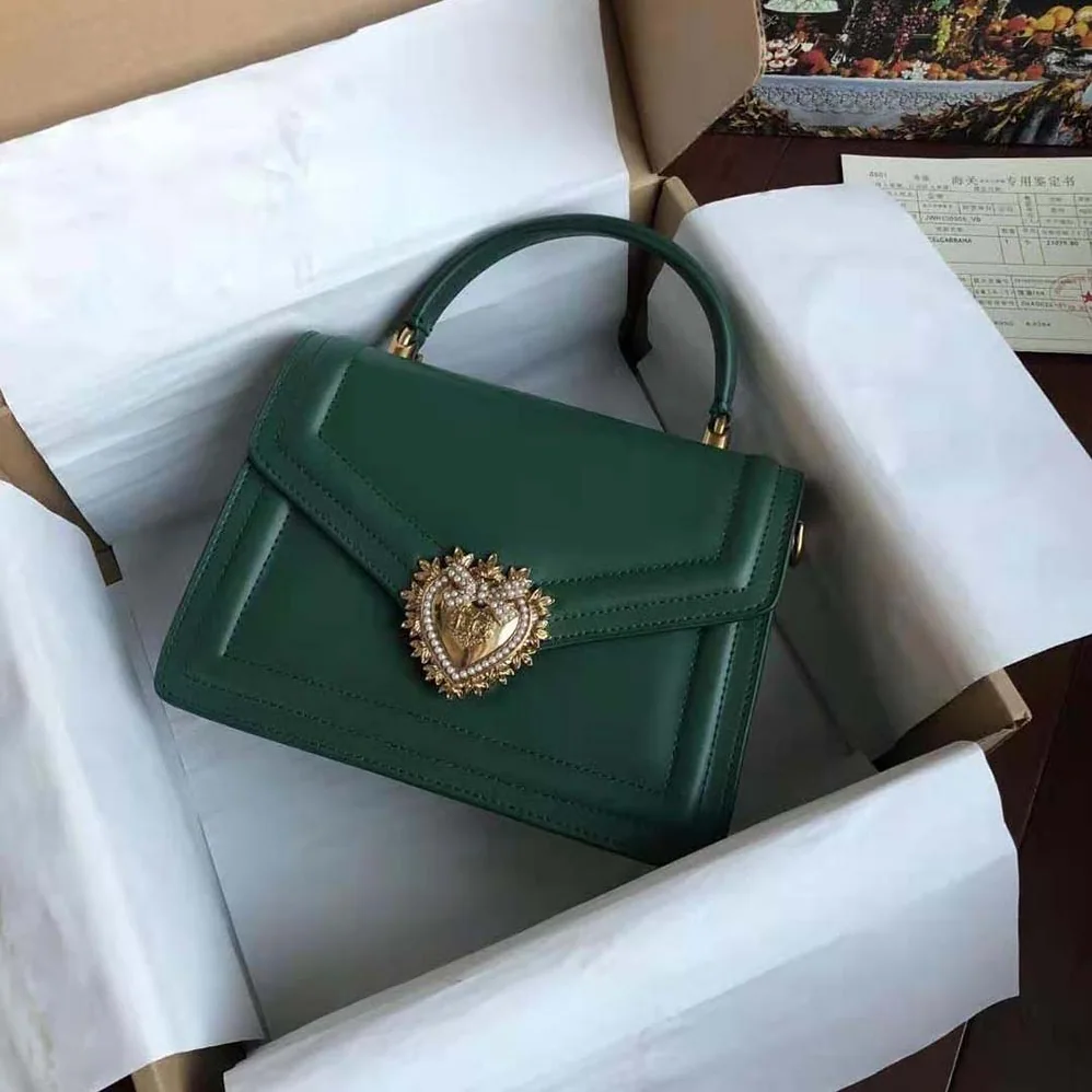 Dolce Gabbana D&G Small Smooth Calfskin Devotion Bag for Women in Green