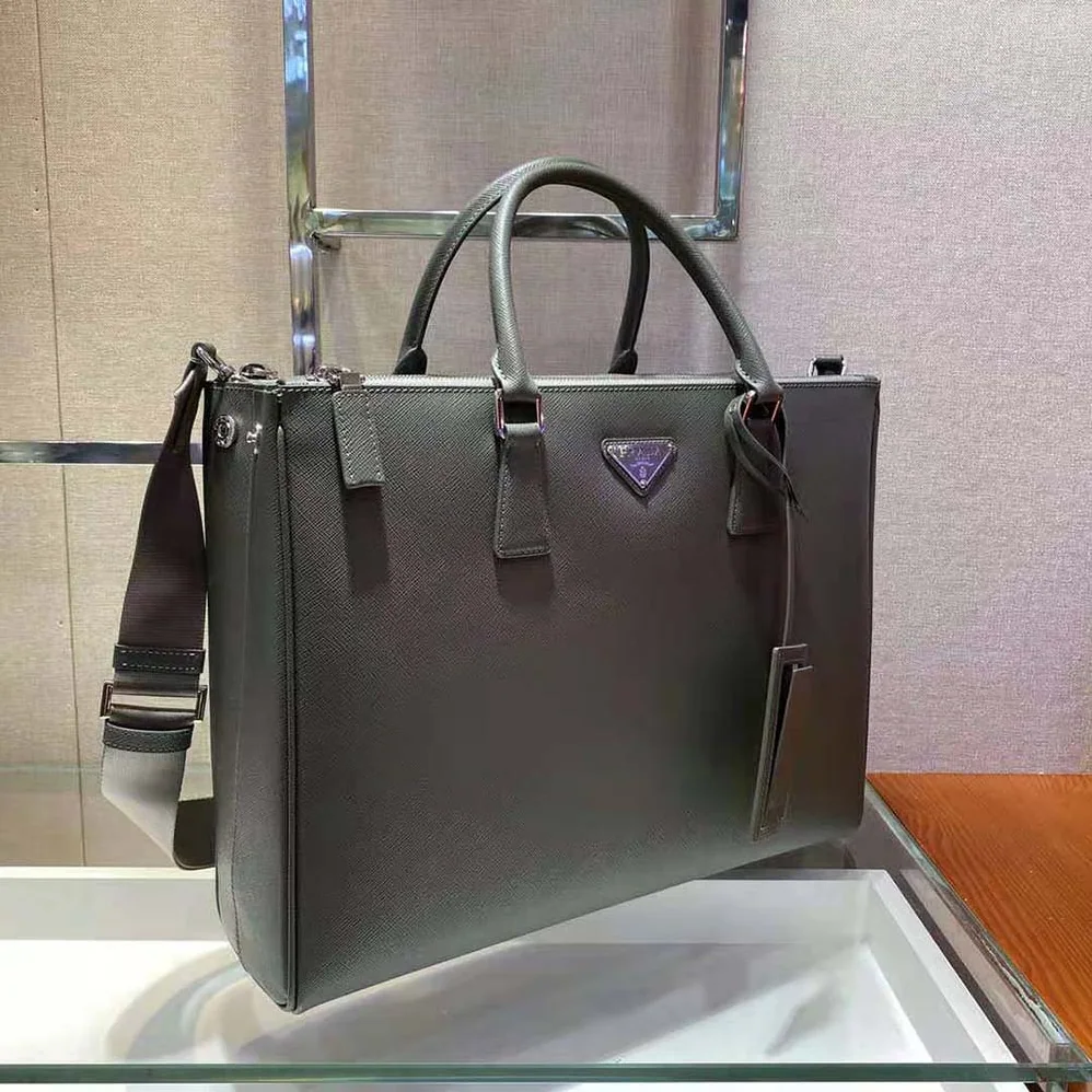Prada Saffiano Leather Prada Galleria Bag for Men in Silver