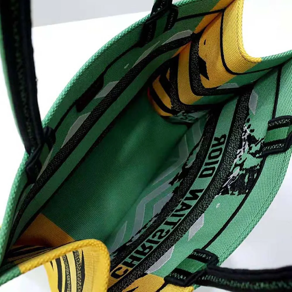 Dior Medium Dior Book Tote Bright Green and Orange D for Women in Jungle Pop Embroidery Dior Medium Dior Book Tote Bright Green and Orange D for Women in Jungle Pop Embroidery