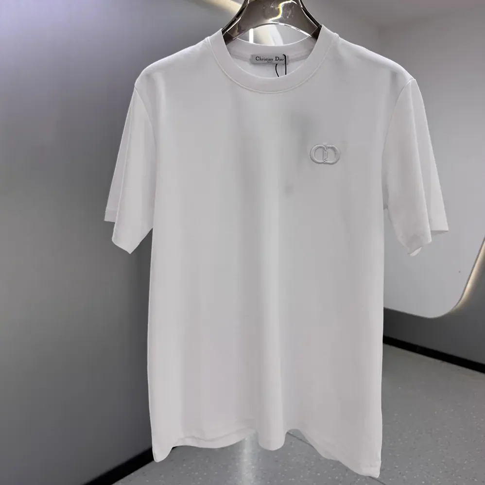 Dior CD Icon T-Shirt Regular Fit White Cotton Jersey for Men