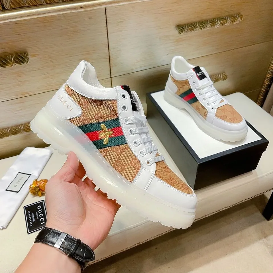 Gucci GG With Web And Bee High Top Sneaker White for Men