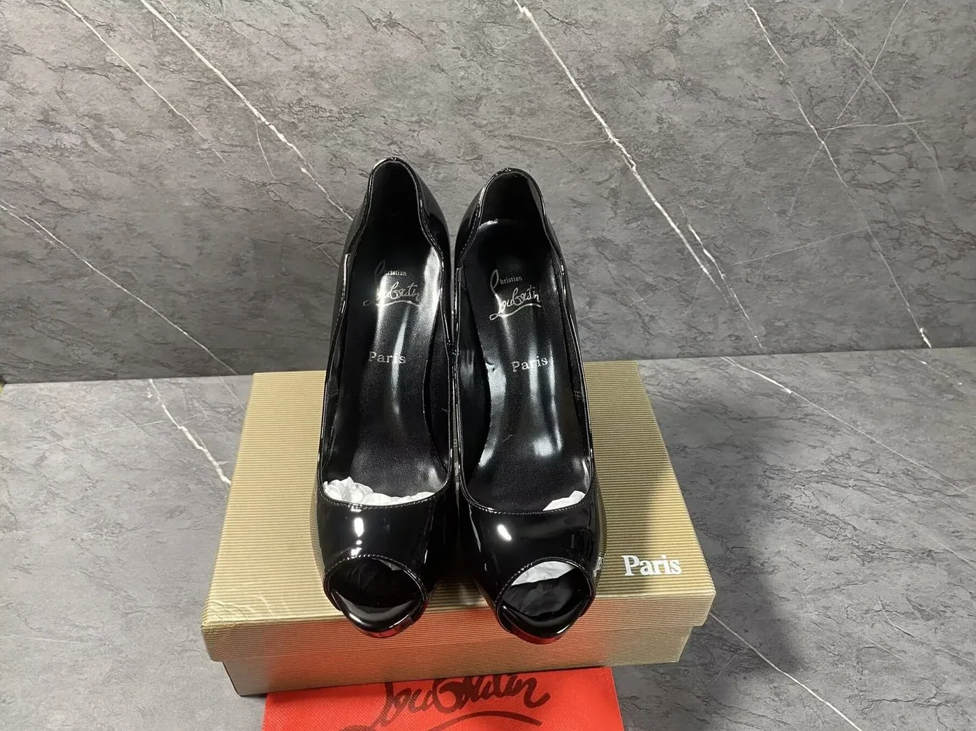 Christian Louboutin Set: Patent Leather D'Orsay Pumps + Hot Chick Alta Black Christian Louboutin Set: Patent Leather D'Orsay Pumps + Hot Chick Alta Black