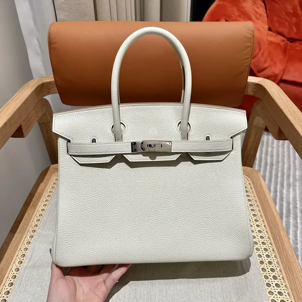 Hermes Birkin 30 Bag in Epsom Leather with Silver Hardware in White/Silver Hermes Birkin 30 Bag in Epsom Leather with Silver Hardware in White/Silver
