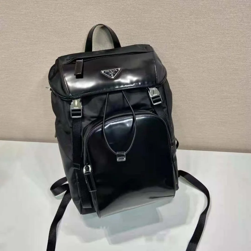 Prada Re-Nylon and Brushed Leather Backpack for Unisex in Black Prada Re-Nylon and Brushed Leather Backpack for Unisex in Black
