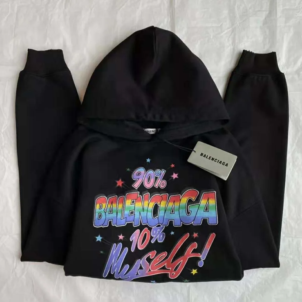 Balenciaga 90/10 Hoodie Wide Fit in Washed Black Medium Fleece for Men