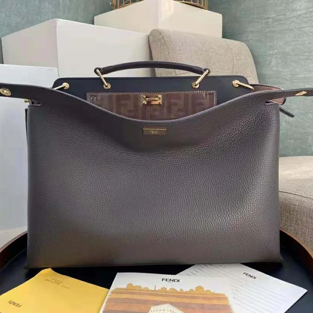 Fendi Peekaboo Iconic Essential Brown Leather Bag for Men