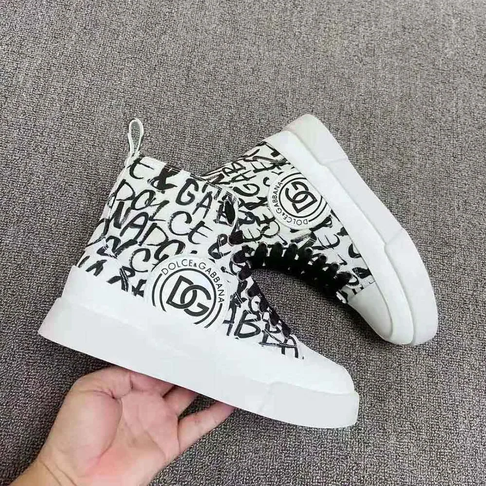 Dolce Gabbana D&G Canvas Portofino Light Mid-Top Sneakers with DG Logo Print for Unisex Dolce Gabbana D&G Canvas Portofino Light Mid-Top Sneakers with DG Logo Print for Unisex