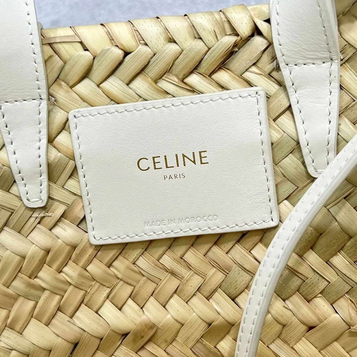 Celine Teen Triomphe Celine Classic Panier In Palm Leaves And Lizard White / Celine Teen Triomphe Celine Classic Panier In Palm Leaves And Lizard White /