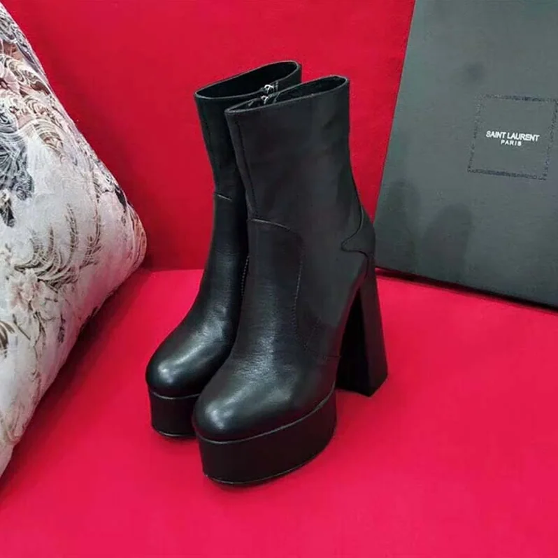 Saint Laurent YSL Shoes Billy Platform Bootie in Leather 13cm Heel for Women in Black Saint Laurent YSL Shoes Billy Platform Bootie in Leather 13cm Heel for Women in Black