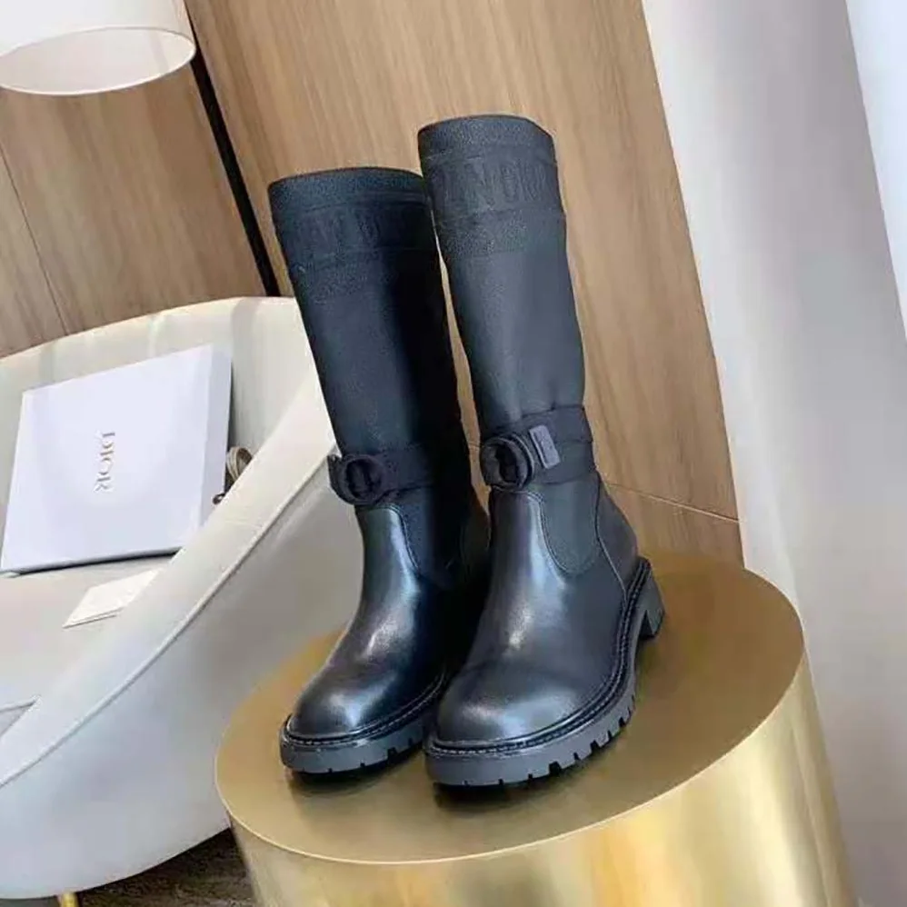 Dior D-Major Boot Black Technical Fabric and Calfskin for Women