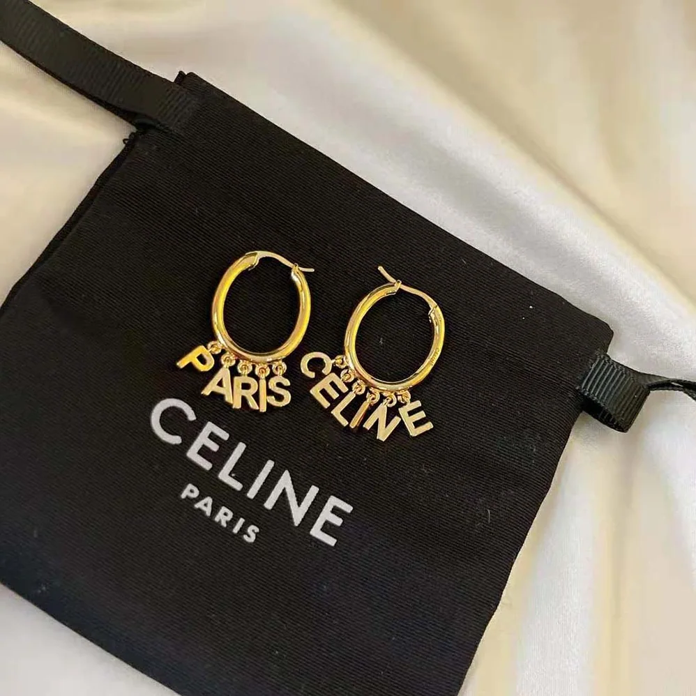 Celine Paris Hoops in Brass with Gold Finish for Women