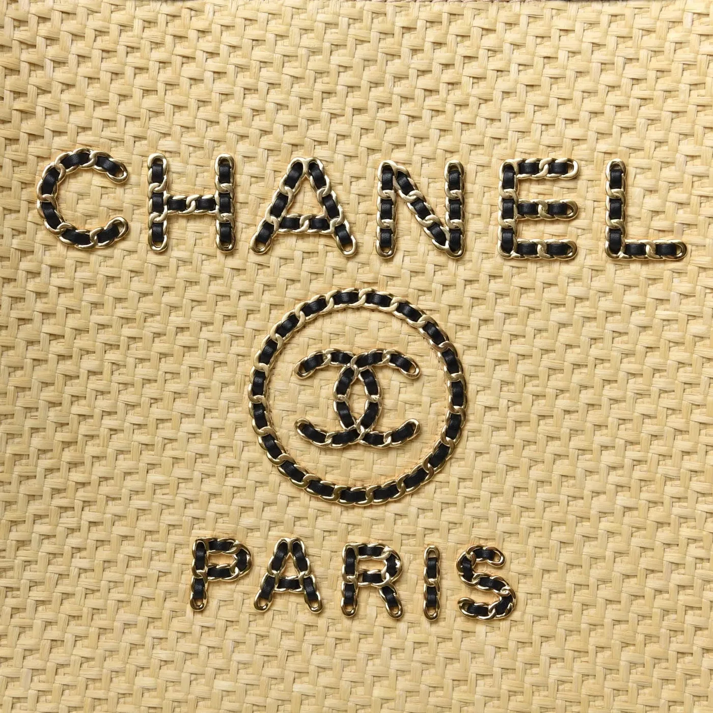 Chanel Deauville Medium Tote Bag in Beige Raffia Gold Hardware