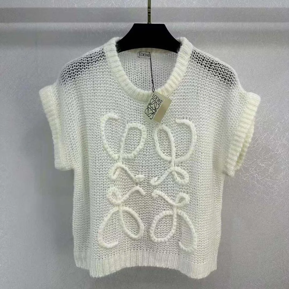 Loewe Anagram Vest in Mohair for Women in White Loewe Anagram Vest in Mohair for Women in White
