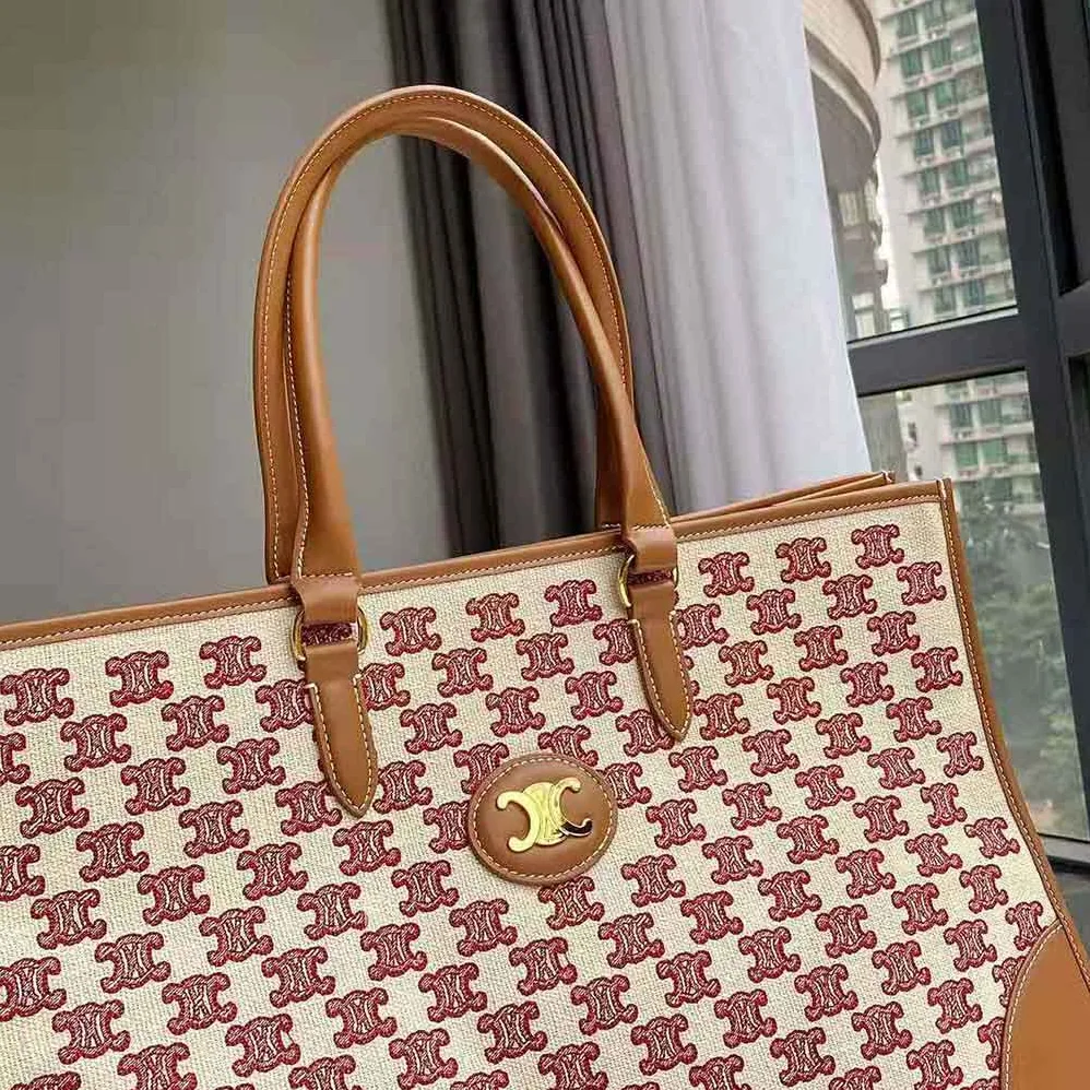 Celine Horizontal Cabas in Textile with Triomphe Embroidery for Women