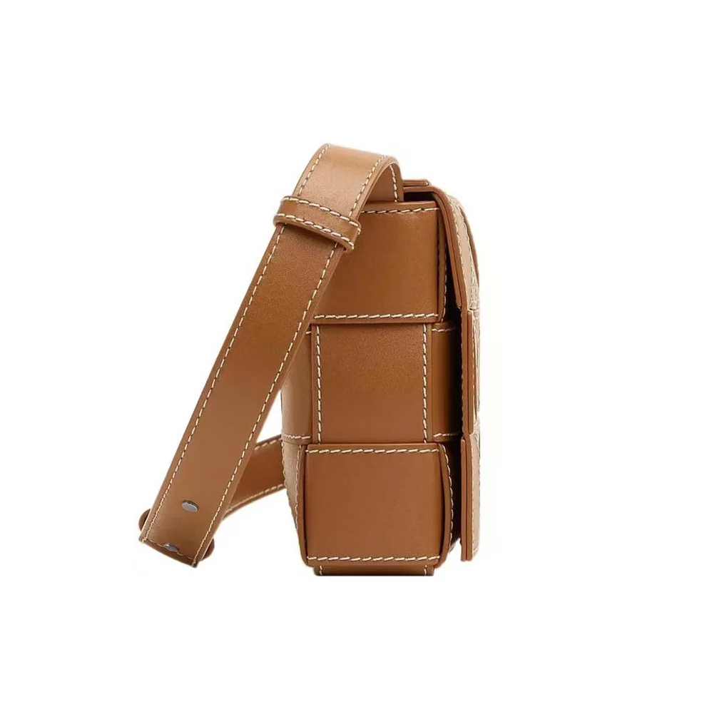 Bottega Veneta Cassette Medium Intreccio Leather Cross-body Bag for Men in Brown