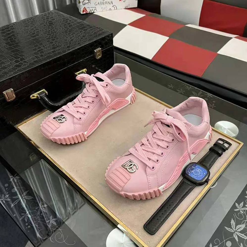 Dolce Gabbana D&G Calfskin NS1 Sneakers with DG Logo for Unisex in Pink Dolce Gabbana D&G Calfskin NS1 Sneakers with DG Logo for Unisex in Pink
