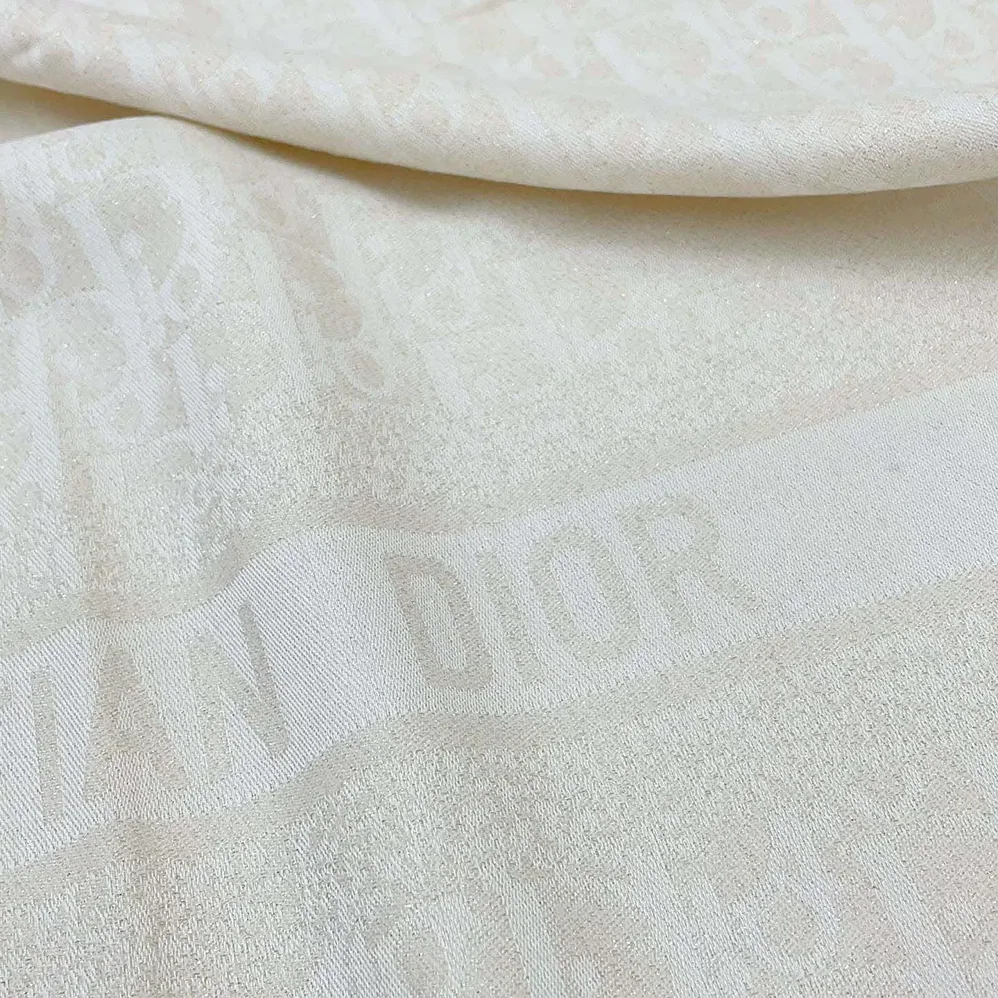 Dior Oblique Shawl White Wool Silk and Cashmere for Unisex