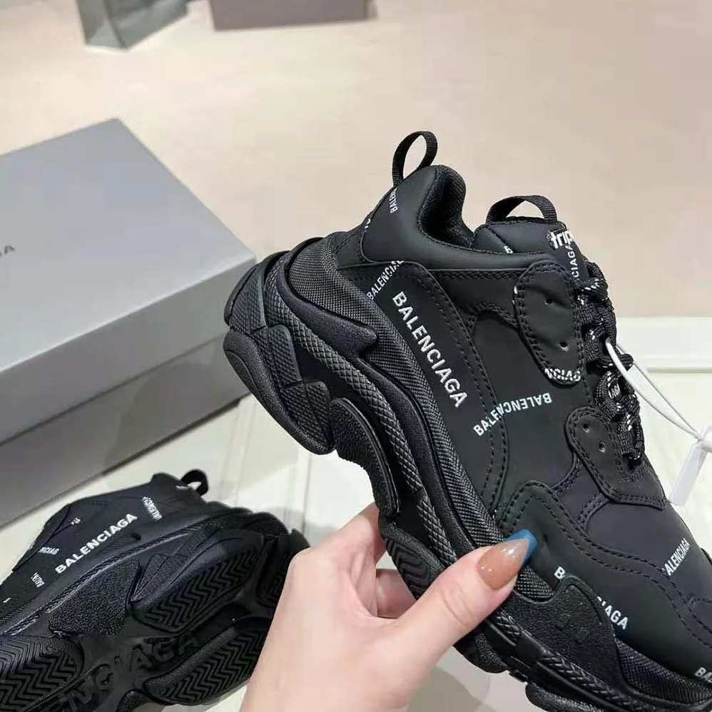 Balenciaga Triple S Sneaker Allover Logo in Dark Green and BlackTechnical Material for Unisex