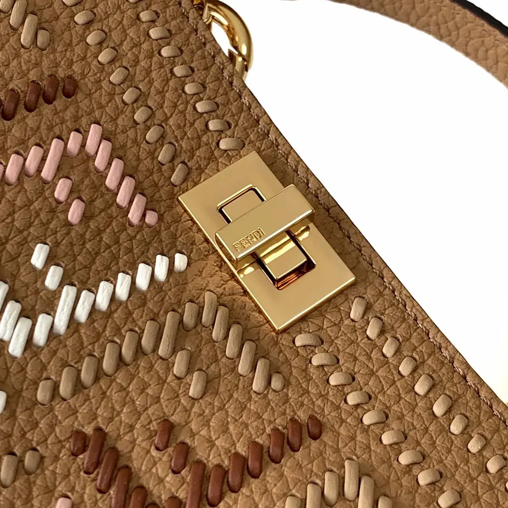 Fendi Peekaboo ISeeU Mini Leather Bag with FF Interlacing for Women Fendi Peekaboo ISeeU Mini Leather Bag with FF Interlacing for Women