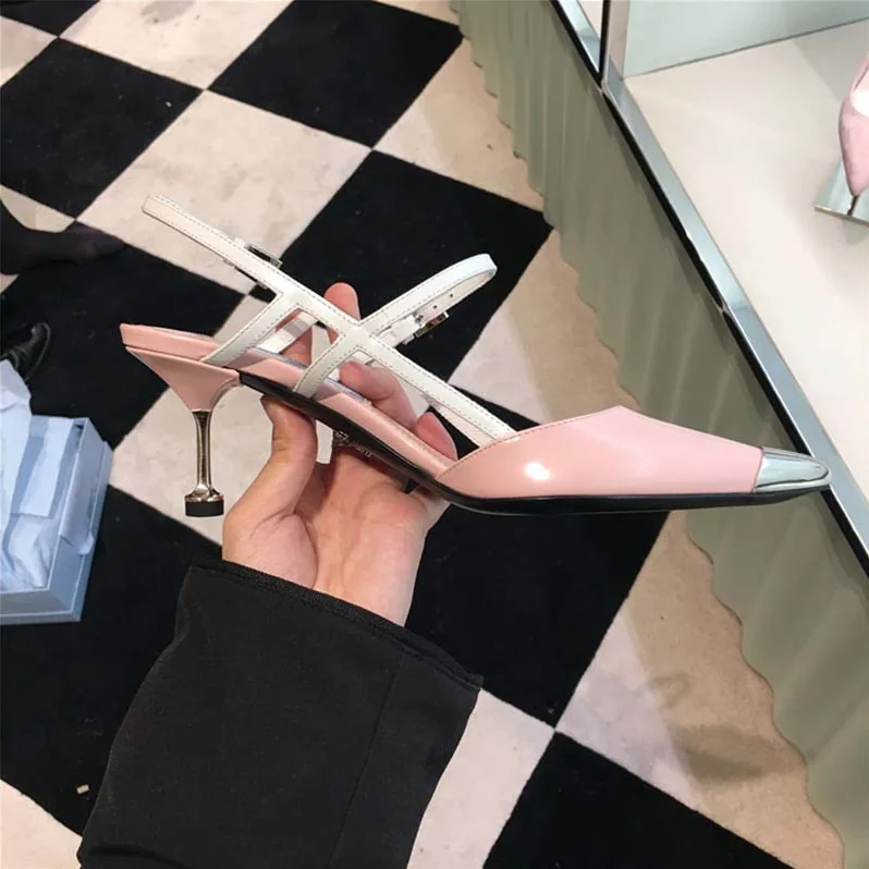Prada Two-Tone Leather Pointy Toe Pumps Shoes Pink for Women Prada Two-Tone Leather Pointy Toe Pumps Shoes Pink for Women