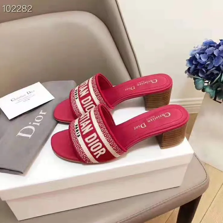 Dior Dway Mule in Embroidered Cotton for Women in Maroon Dior Dway Mule in Embroidered Cotton for Women in Maroon