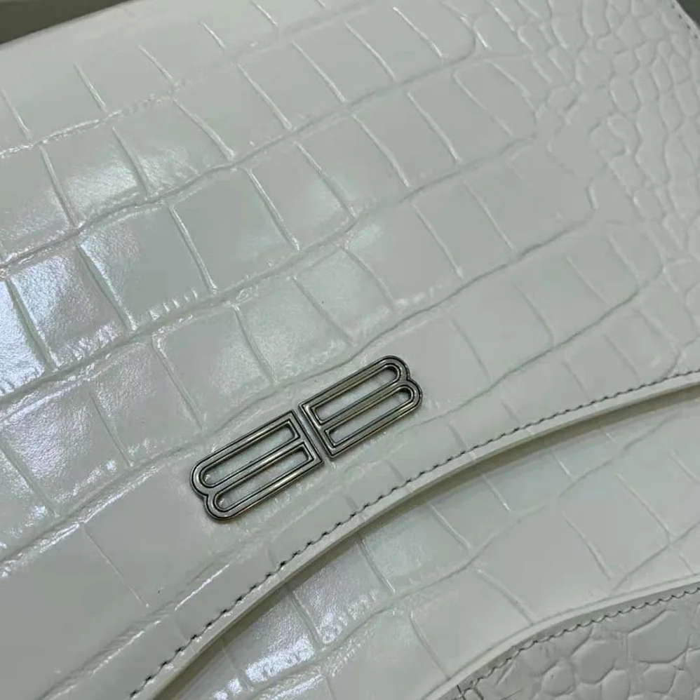 Balenciaga XX XL Flap Bag Crocodile Embossed in White for Women Balenciaga XX XL Flap Bag Crocodile Embossed in White for Women