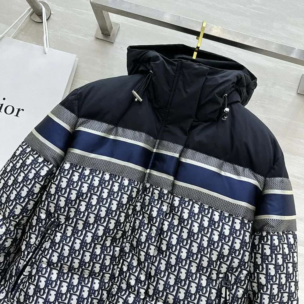 Dior Reversible Cropped Puffer Jacket Blue and Ecru Dior Oblique Quilted Technical Taffeta for Men
